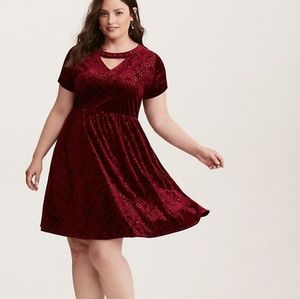 Red Velvet Embossed Mickey Dress - Torrid Disney